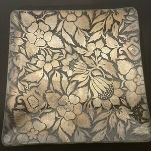 Vintage square dish with a floral print